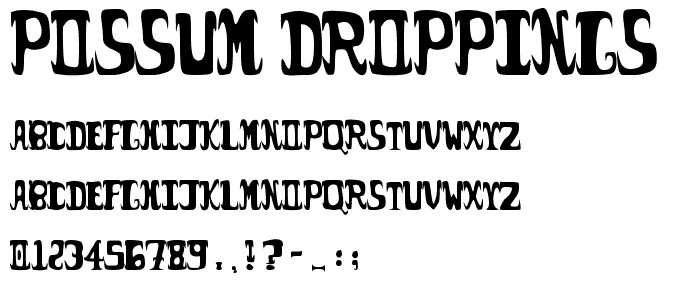 possum droppings. font
